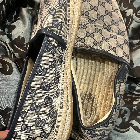Gucci Beige and Blue Logo Espadrilles WORN size 10.5 men’s - Picture 2 of 13